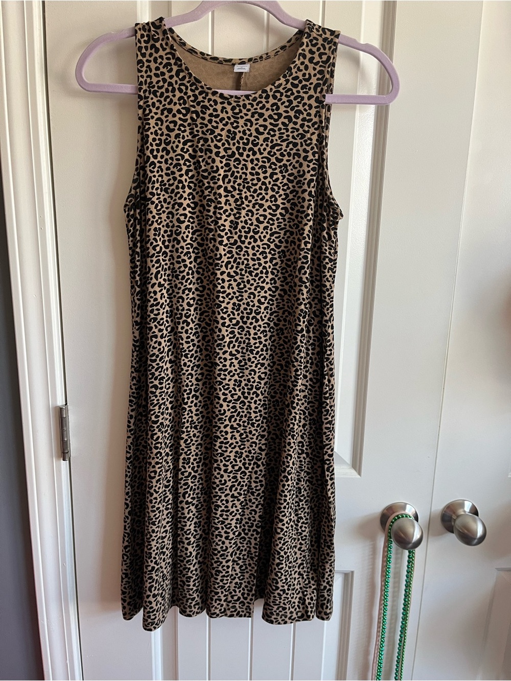Old Navy Taupe and Black Leopard Jersey Dress